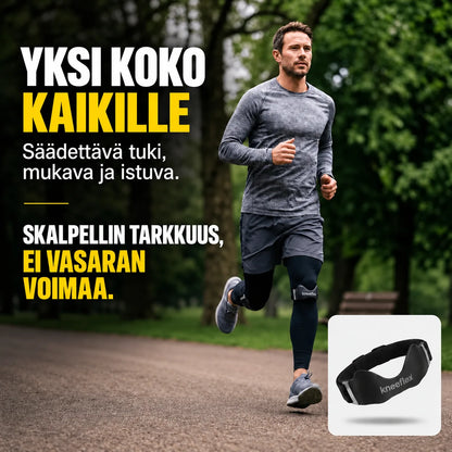 Juoksija KneeFlex-polvihihnan kanssa – yksi säädettävä koko