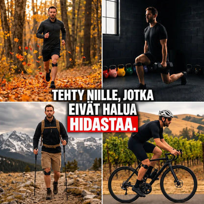 KneeFlex-polvihihna juoksussa, kuntosalilla, vaelluksella ja pyöräilyssä