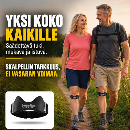 Pariskunta kävelyllä KneeFlex-polvihihnojen kanssa